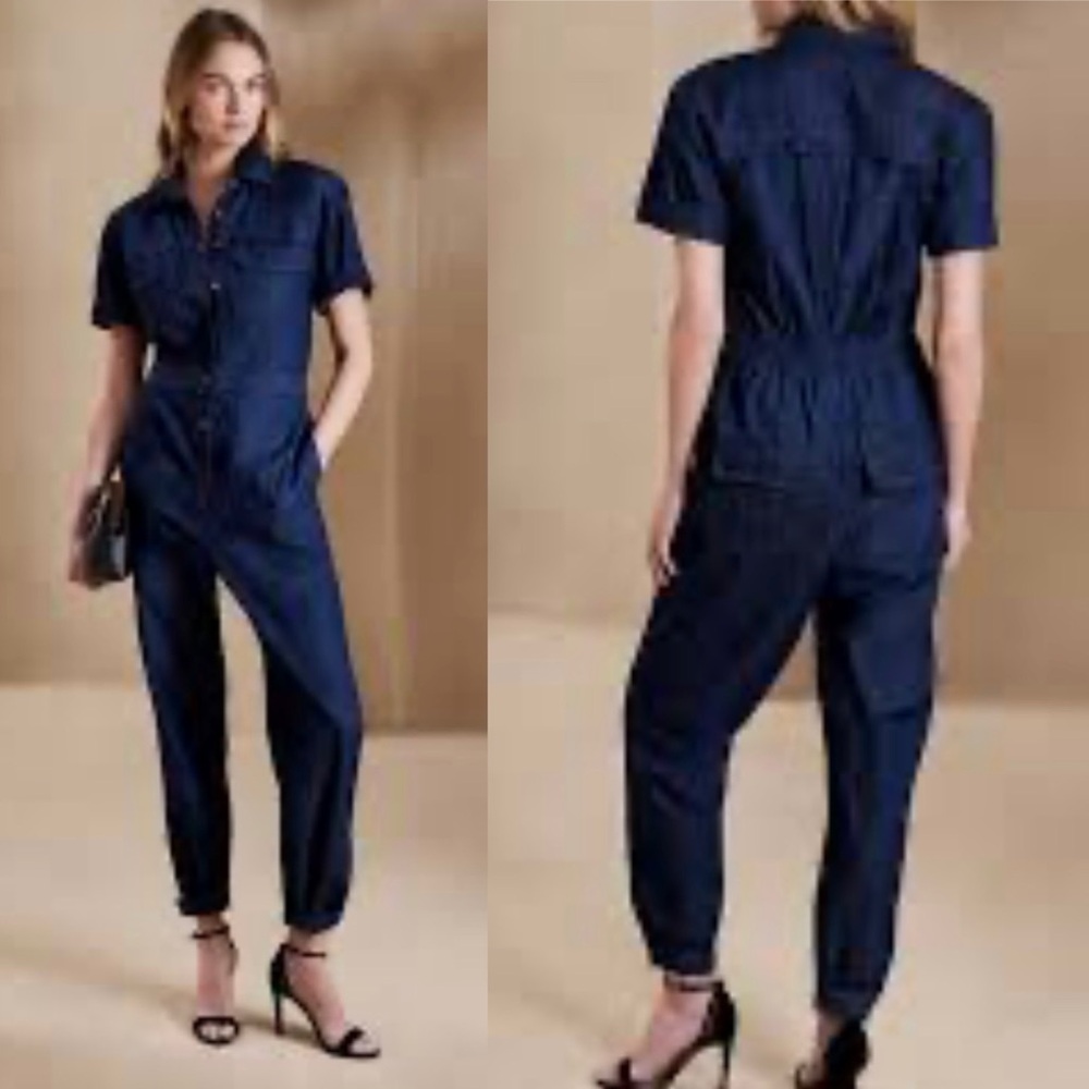 Banana Republic Navy blue Soft Denim Jumpsuit